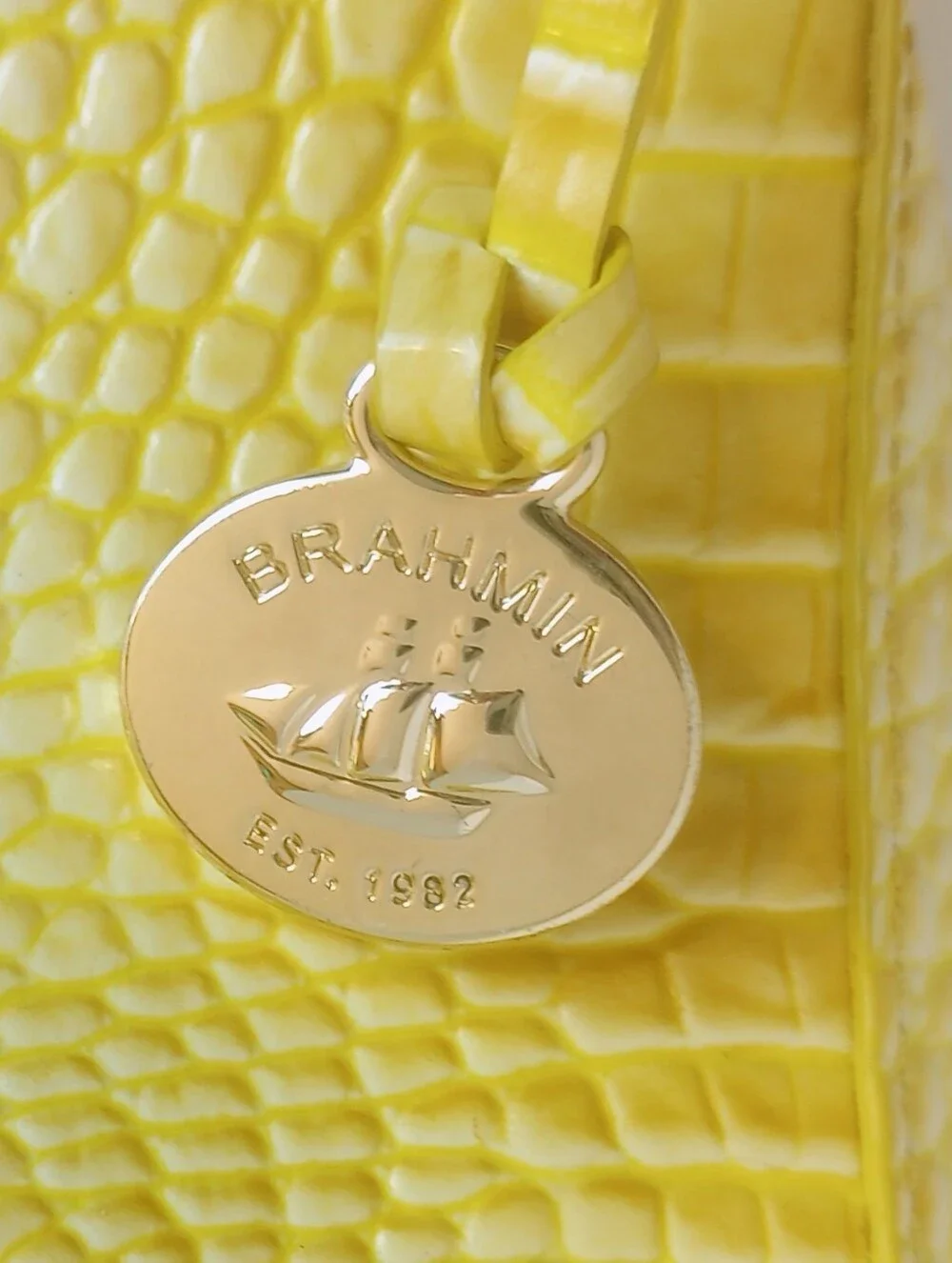 Brahmin Sunshine Yellow Ombre Melbourne Esme Shoulder Bag, Croc Embossed Leather
